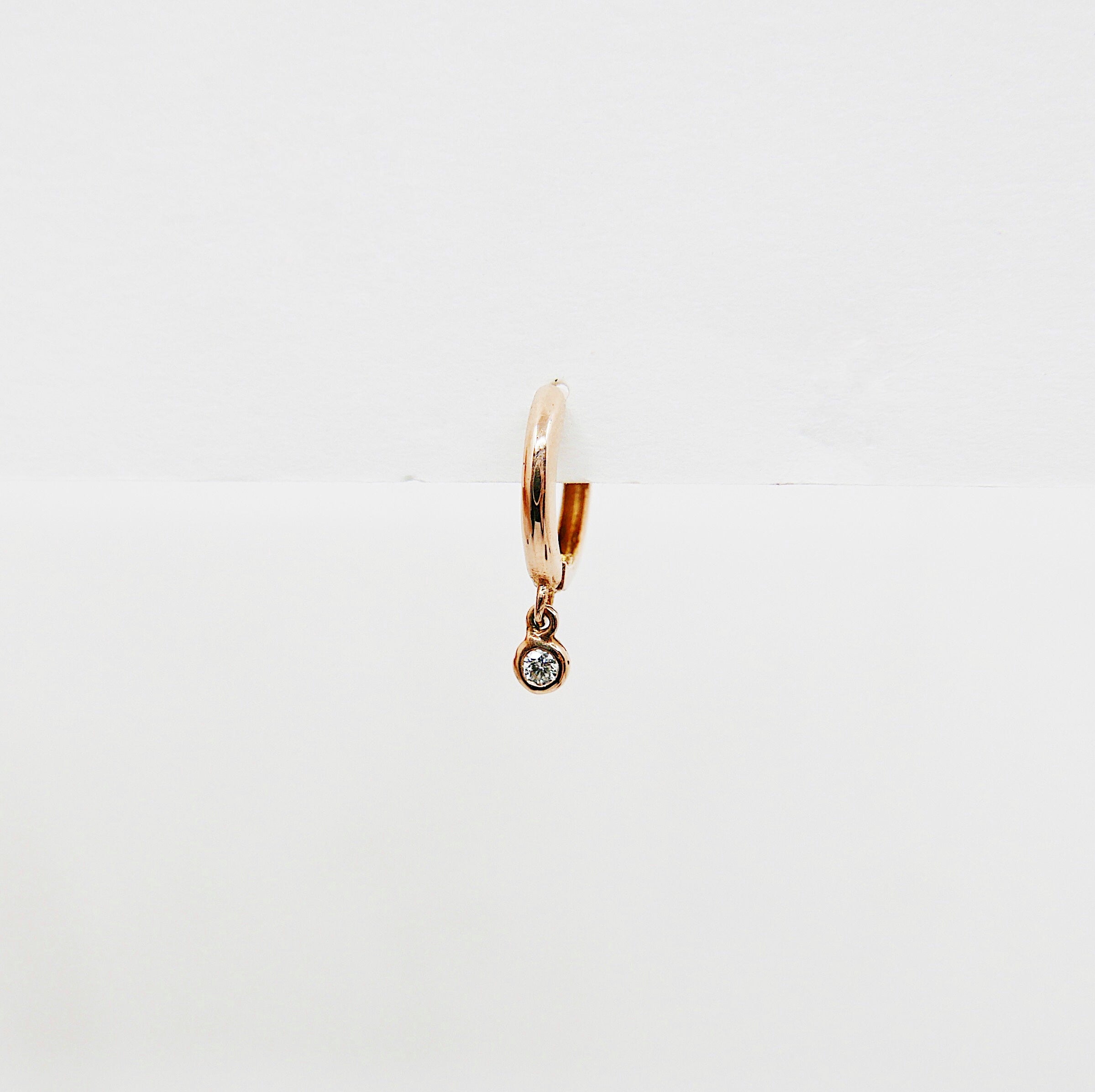 Small diamond charm hoop, small 14k gold diamond hoop, small gold hoop, gold hoops, diamond hoop earrings, mini diamond hoop