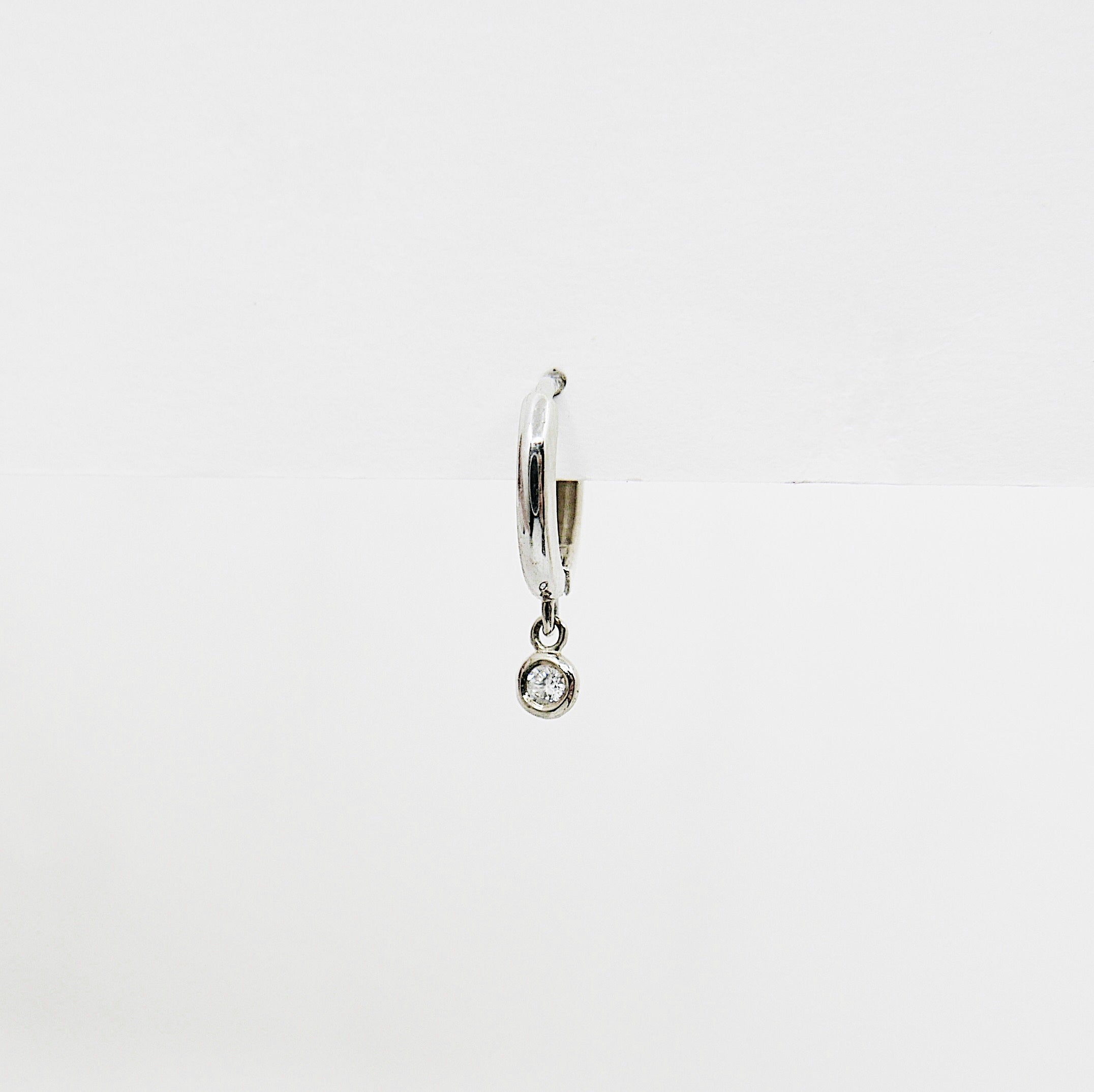 Small diamond charm hoop, small 14k gold diamond hoop, small gold hoop, gold hoops, diamond hoop earrings, mini diamond hoop