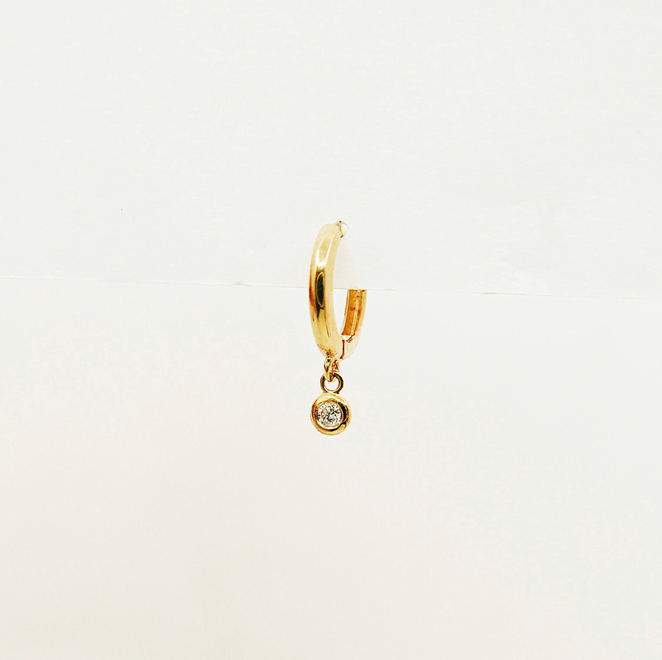 Small diamond charm hoop, small 14k gold diamond hoop, small gold hoop, gold hoops, diamond hoop earrings, mini diamond hoop