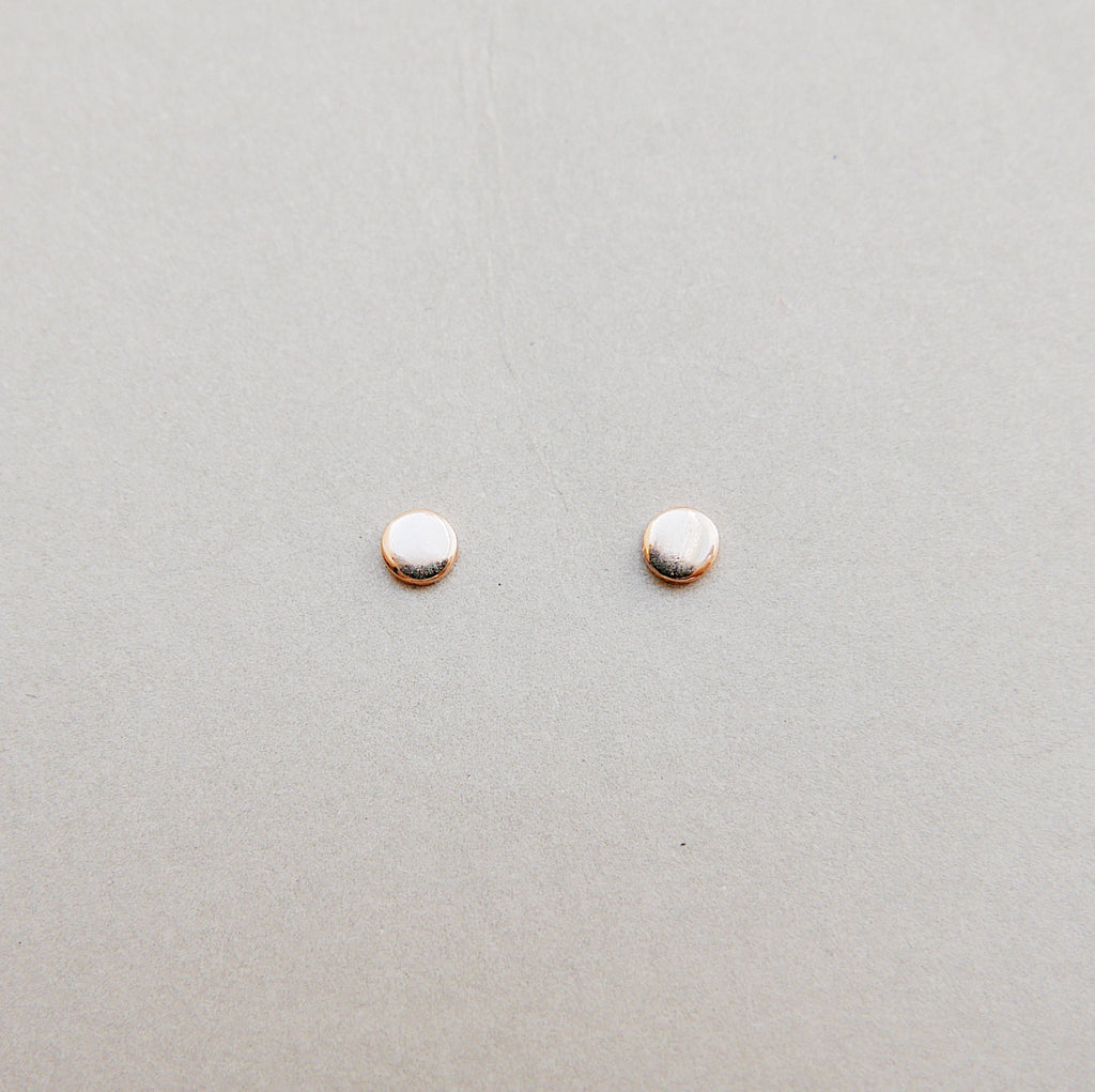 Dot Stud Earrings Small, 14k Gold Dot Stud Earrings, 14k Gold Post Earrings, Disc Stud Earrings