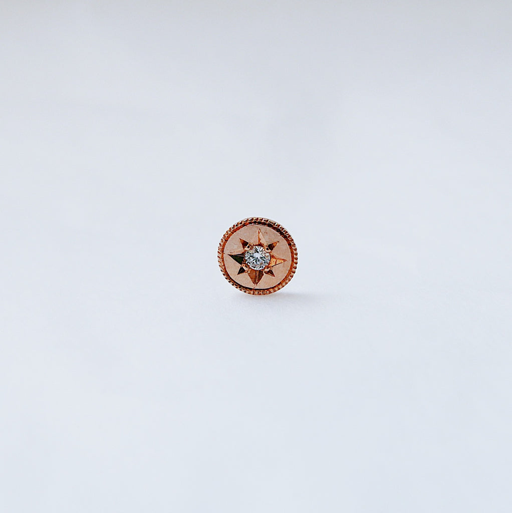 Starburst Diamond Circle Earring, 14k gold