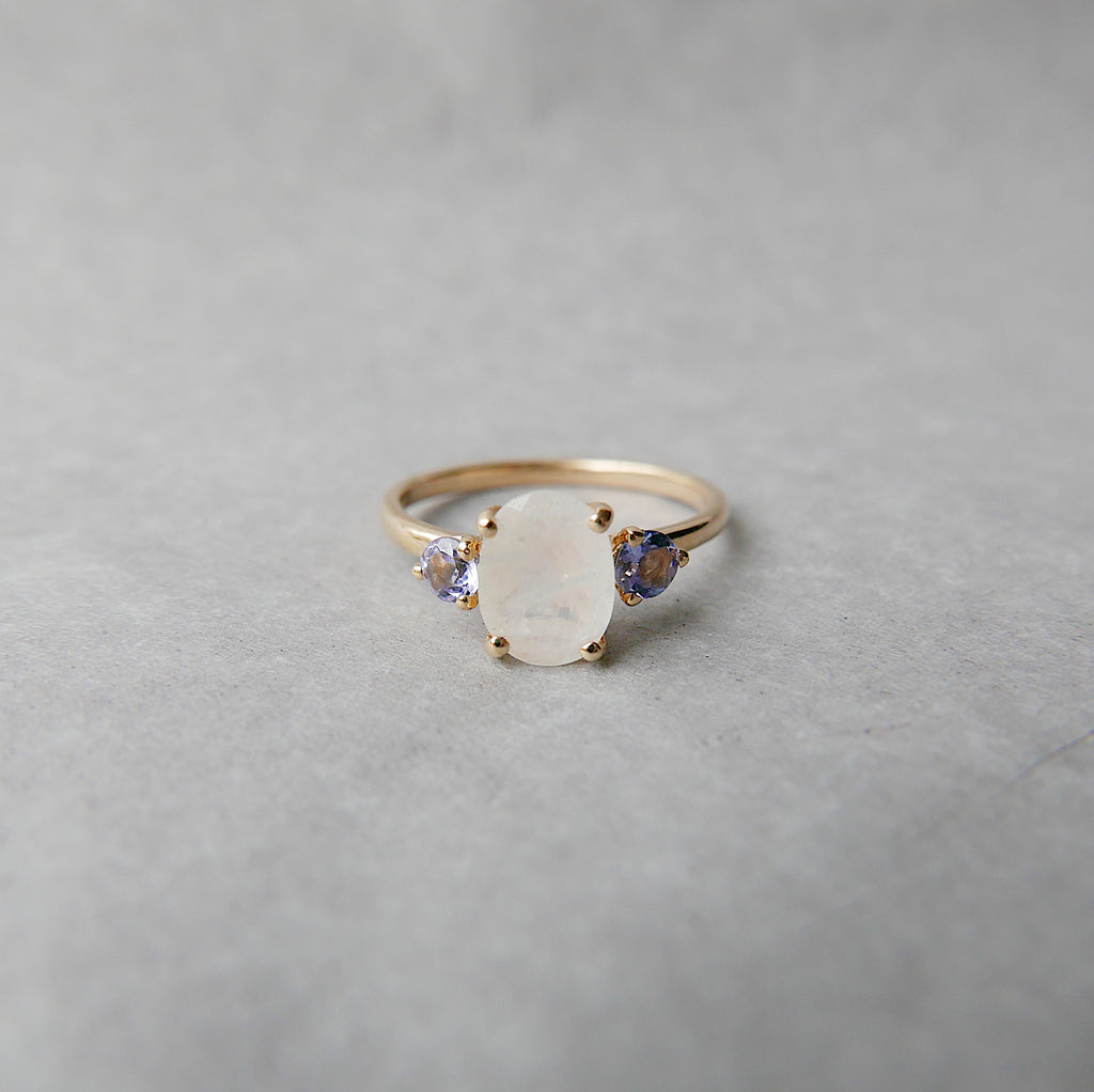 Sydney Oval Moonstone & Tanzanite Ring