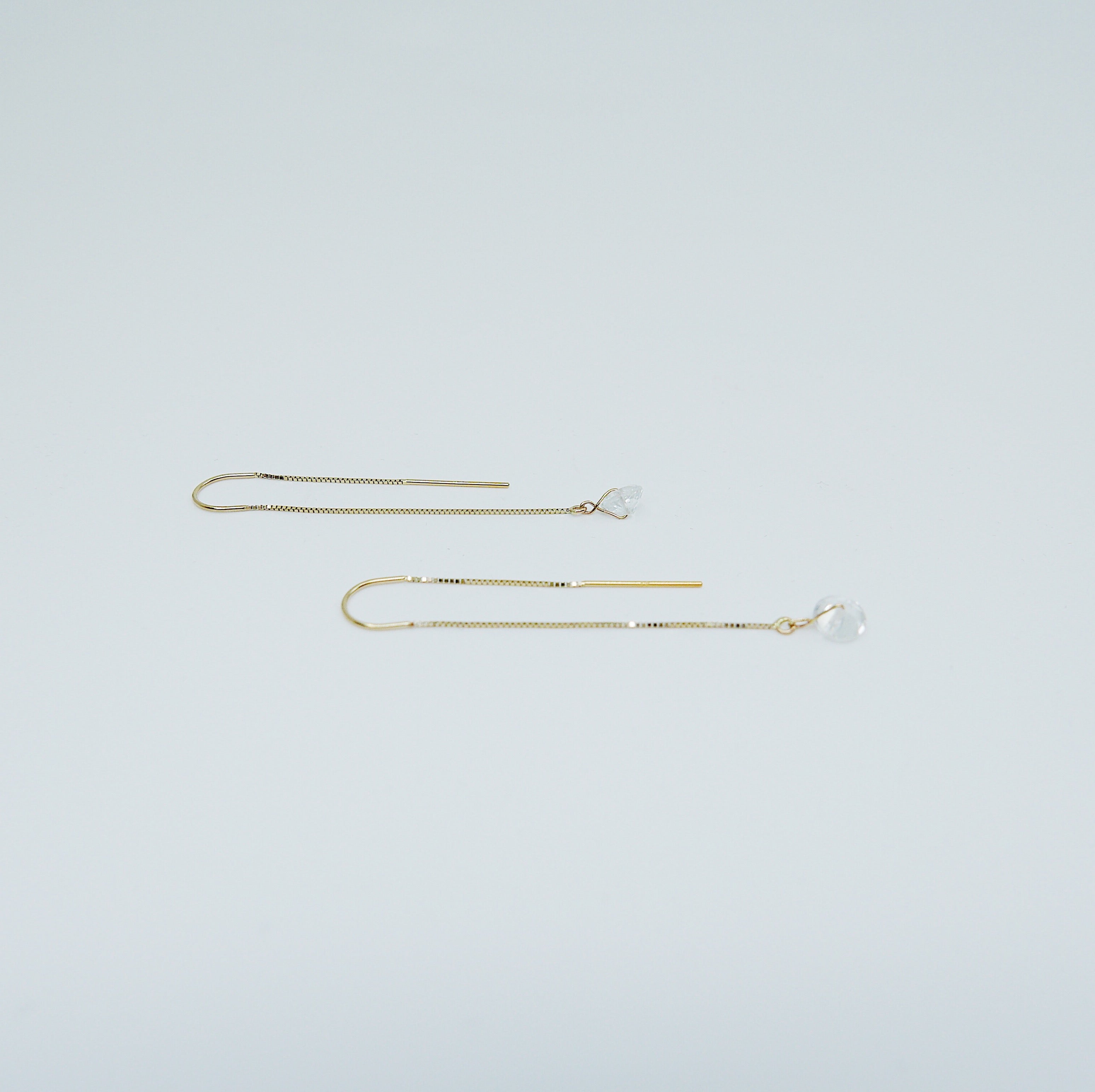 White Topaz Threaders , 14k gold