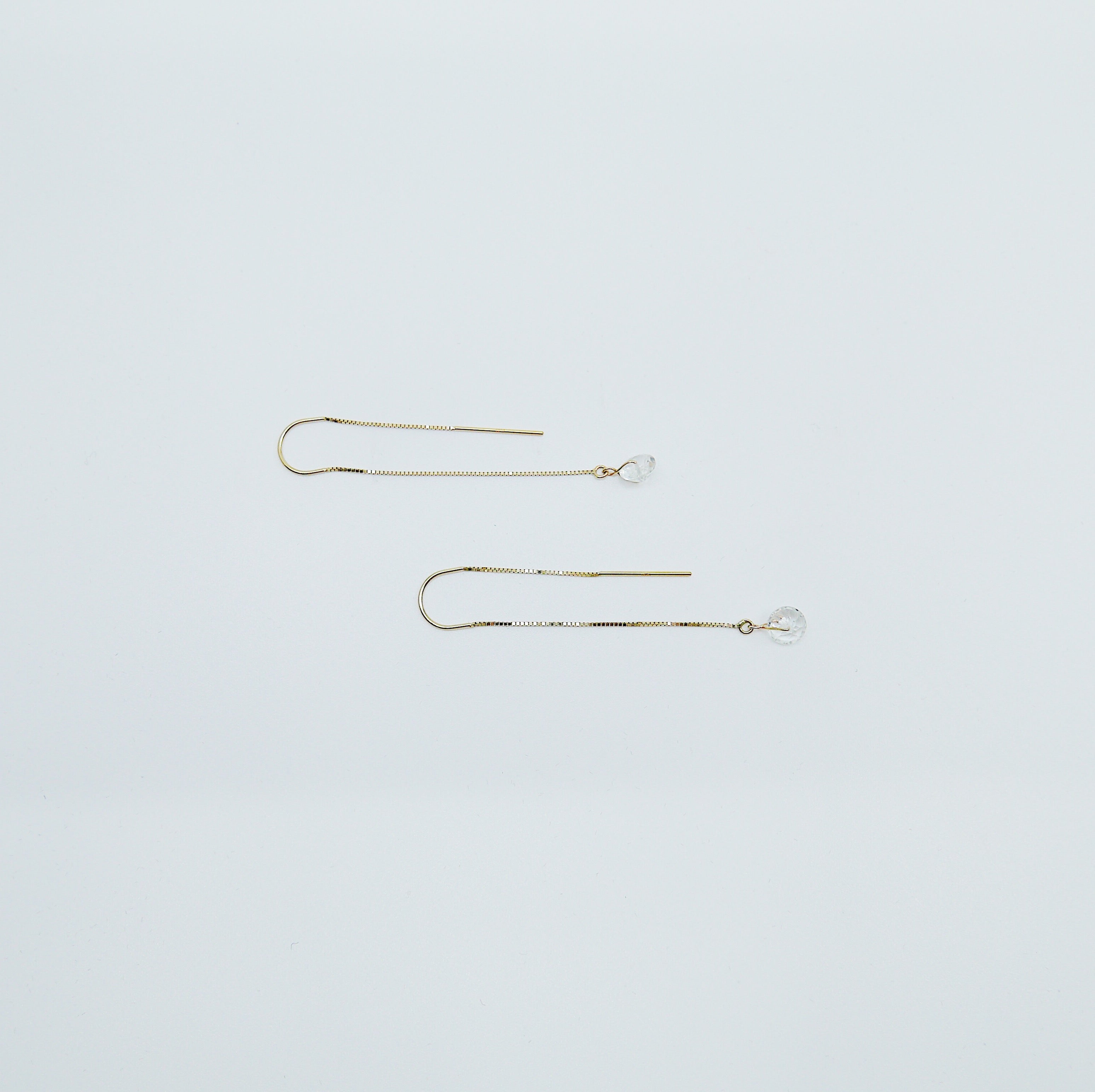 White Topaz Threaders , 14k gold