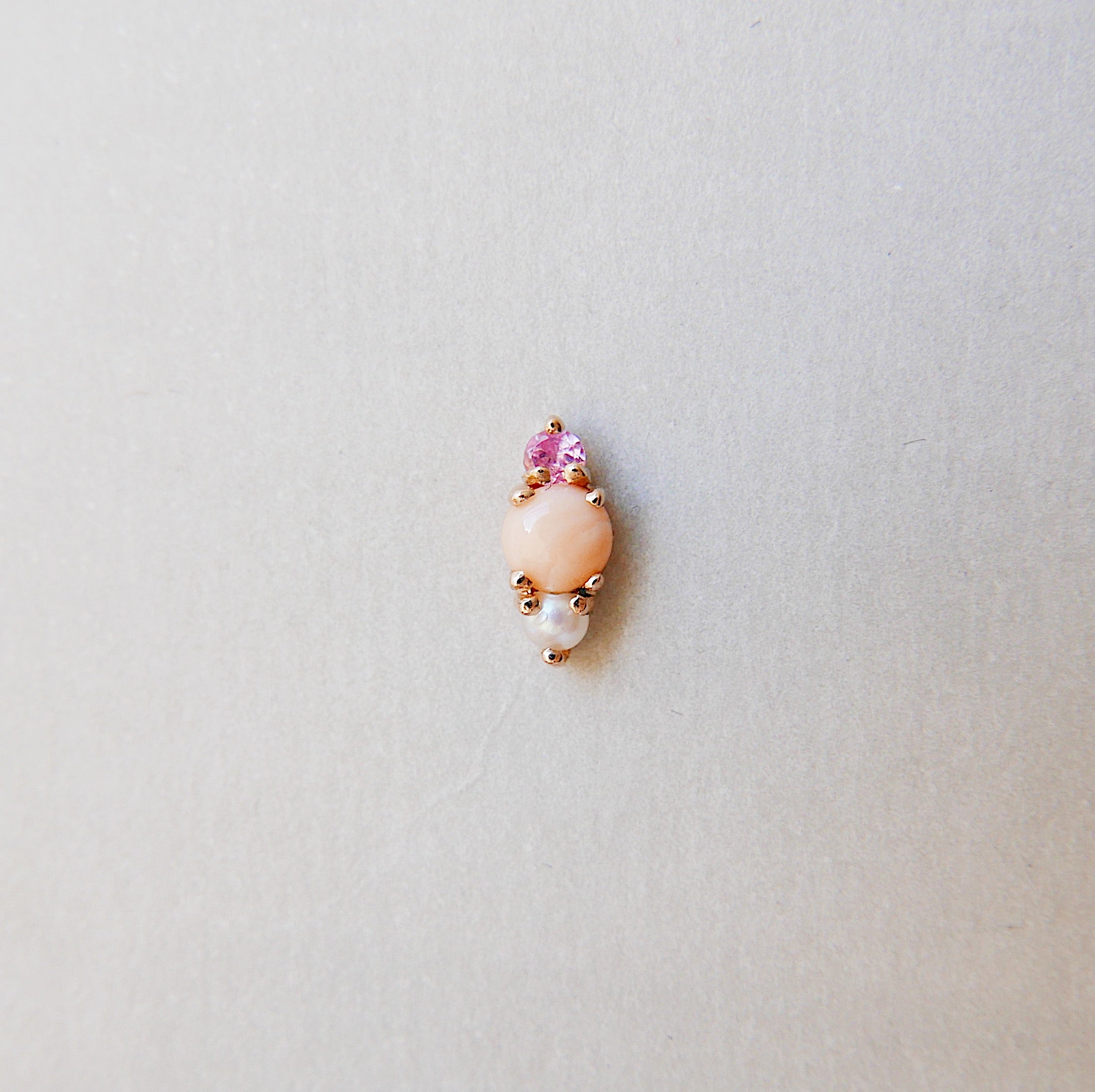 Products Trio Coral Earring, Coral, Tourmaline, Pearl